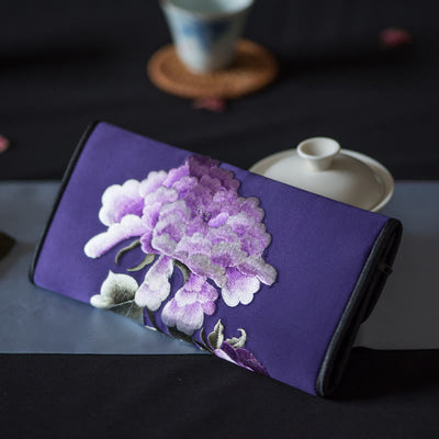 Sac à main portefeuille long de shopping Foviel Peony Flower Su Embroidery Journey