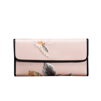Sac à main portefeuille long de shopping Foviel Peony Flower Su Embroidery Journey