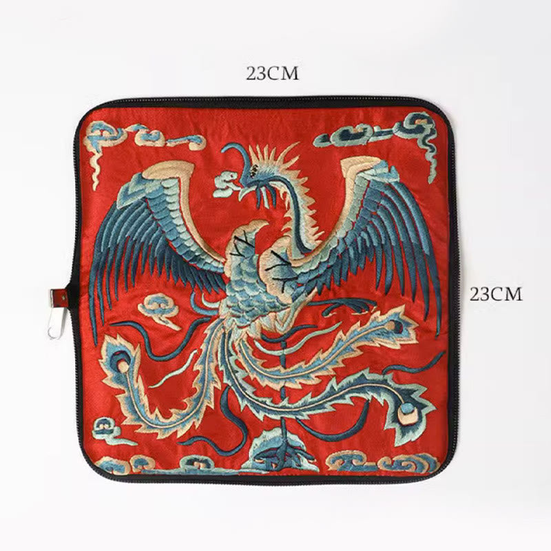 Buddha Stones Mythical Beast Phoenix Dragon Qilin Su Embroidery Ticket Folder Storage Journey Shopping Purse Handbag Wallet&Handbags BS 2
