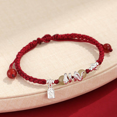Foviel Hetian-Jade Jahr des Schlangenbandschutz Geflochtenes Armband