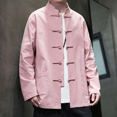 Buddha Stones Simple Frog-Button Chinese Tang Suit Cotton Men Jacket Shirt With Pockets - image 31