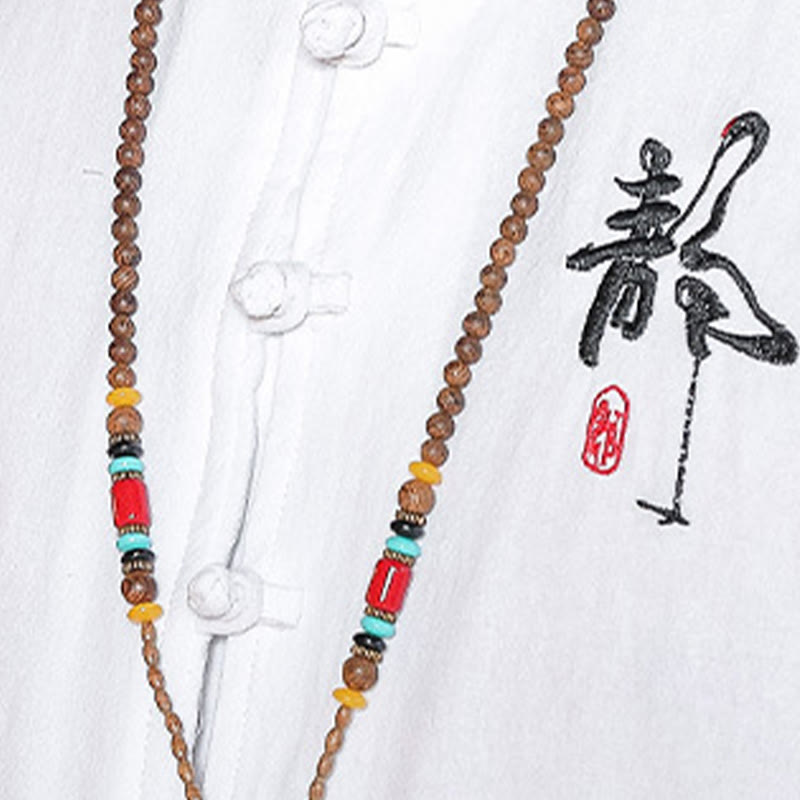 Buddha Stones Fall Solid Long Sleeve Frog-Button Shirt Linen Men Zen Clothing - image 7