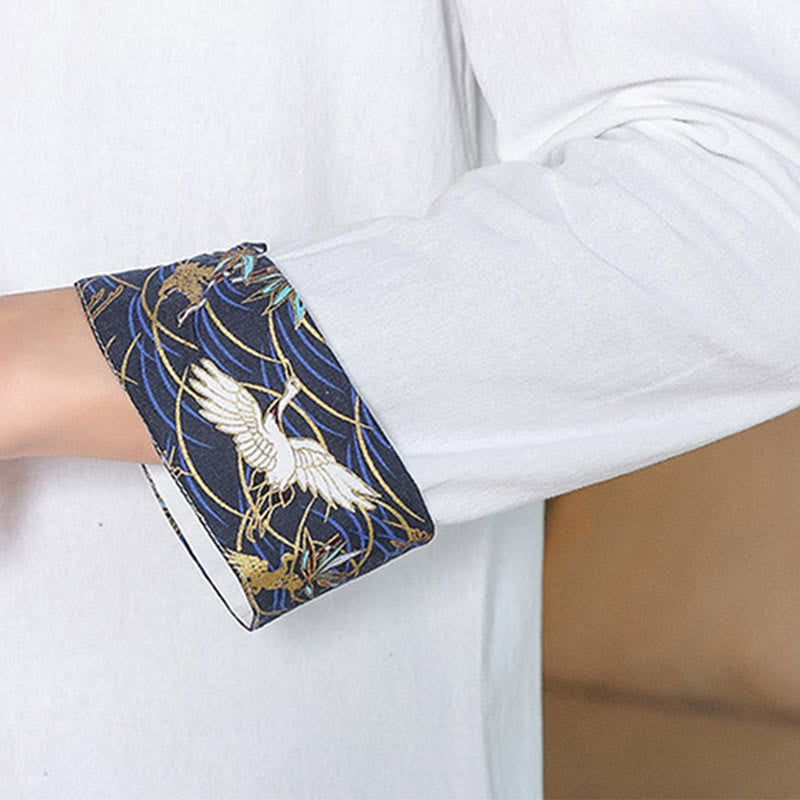 Buddha Stones Fall Solid Long Sleeve Frog-Button Shirt Linen Men Zen Clothing - image 8