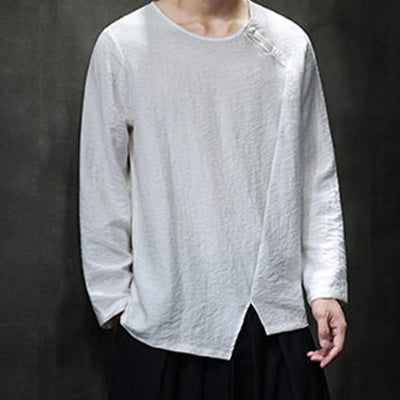 Buddha Stones Fall Solid Round Neck Long Sleeve T-Shirt Cotton Men Clothing - image 14