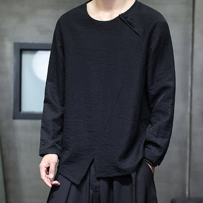 Buddha Stones Fall Solid Round Neck Long Sleeve T-Shirt Cotton Men Clothing - image 25