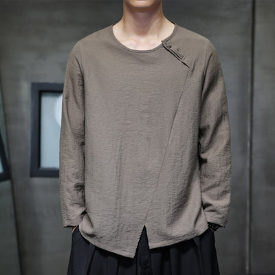 Buddha Stones Fall Solid Round Neck Long Sleeve T-Shirt Cotton Men Clothing - image 32