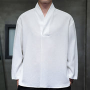 Foviel Simple V-Neck Long Sleeve T-Shirt Men Clothing