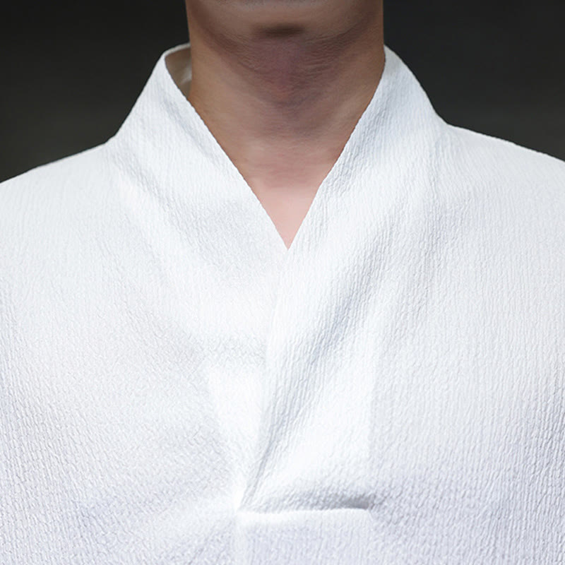 Buddha Stones Simple V-Neck Long Sleeve T-Shirt Men Clothing - image 7