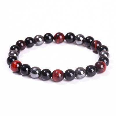 Foviel Natural Tiger's Eye Obsidian Hematite Positive Powerful Bracelet