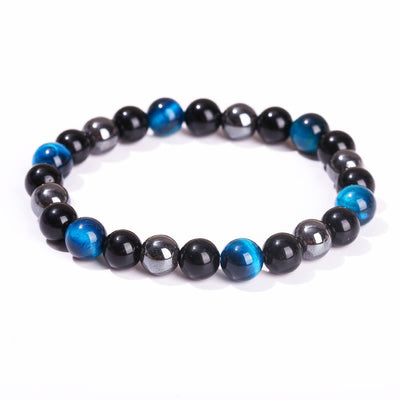 Foviel Natural Tiger's Eye Obsidian Hematite Positive Powerful Bracelet