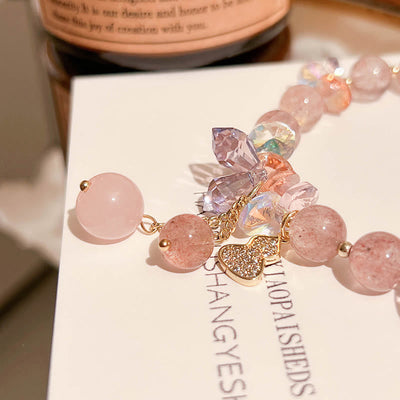 Foviel Strawberry Quartz Crystal Gourd Positive Bracelet