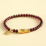 Bracelet de purification Foviel Garnet en argent sterling 925 avec motif de poisson et caractère Fu