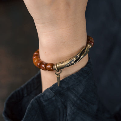 Foviel Knochen Perlen Kupfer Kegel Anhänger Stärke Armband