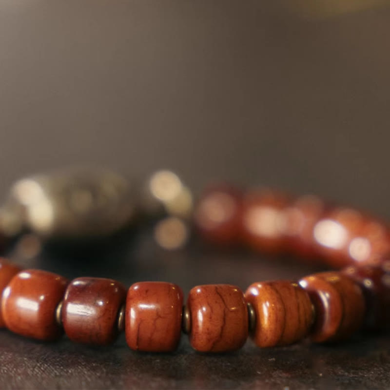 Bracelet de force avec pendentif conique en cuivre en forme de perle Dzi Foviel Bone