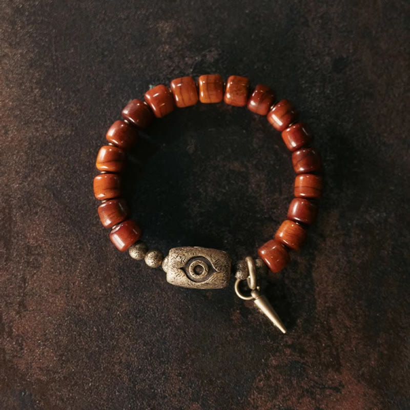 Bracelet de force avec pendentif conique en cuivre en forme de perle Dzi Foviel Bone
