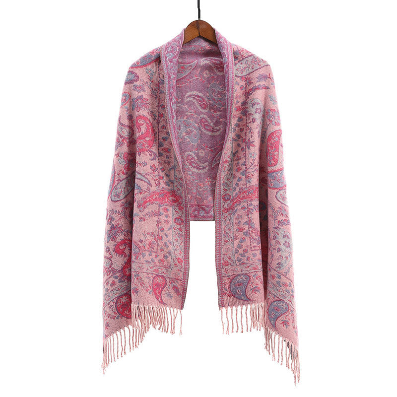 Buddha Stones Tibetan Cashew Flowers Leaves Vine Tassels Shawl Fall Winter Soft Cozy Scarf Wrap - image 13