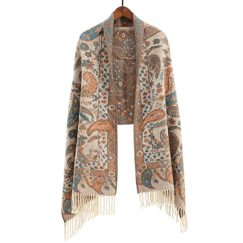 Buddha Stones Tibetan Cashew Flowers Leaves Vine Tassels Shawl Fall Winter Soft Cozy Scarf Wrap - image 26