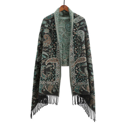 Buddha Stones Tibetan Cashew Flowers Leaves Vine Tassels Shawl Fall Winter Soft Cozy Scarf Wrap - image 36