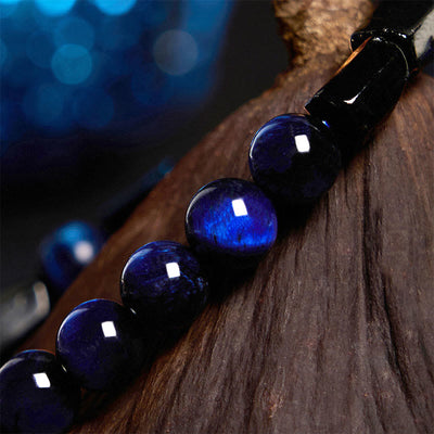 Foviel Blau Tigerauge Schwarze Turmalin Stärke Armband
