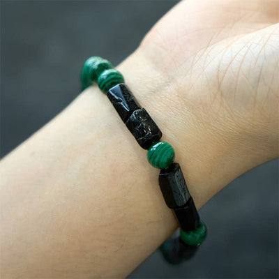 Bracelet de pureté Foviel en malachite et tourmaline noire
