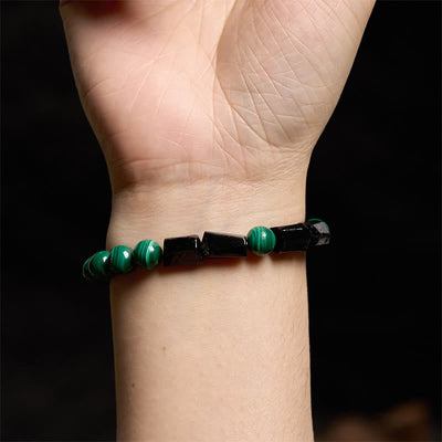 Bracelet de pureté Foviel en malachite et tourmaline noire
