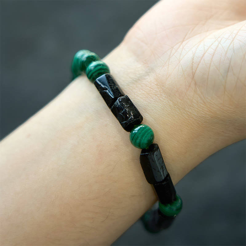 Foviel Malachite Schwarzes Turmalin Purity Armband