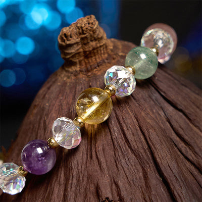 Foviel PiXiu weiß Kristall Citrin grün Erdbeerquarz Amethyst Glück Armband