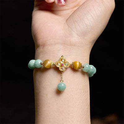 Bracelet de prospérité Foviel en jade et œil de tigre jaune