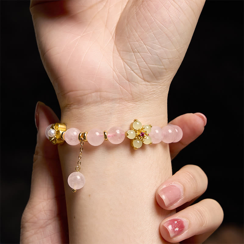 Foviel Rosa Kristall Citrin Blume Wärme Armband