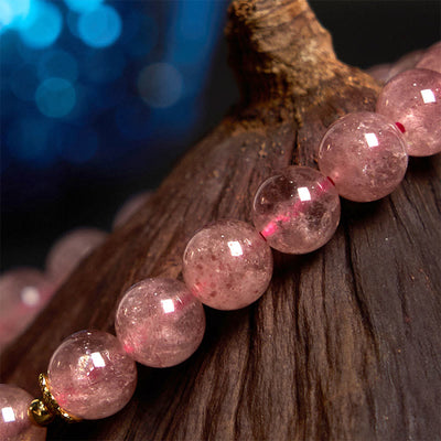 Foviel Natürliche Erdbeerquarz Blossom Fu Charakter Positivität spirituell Armband