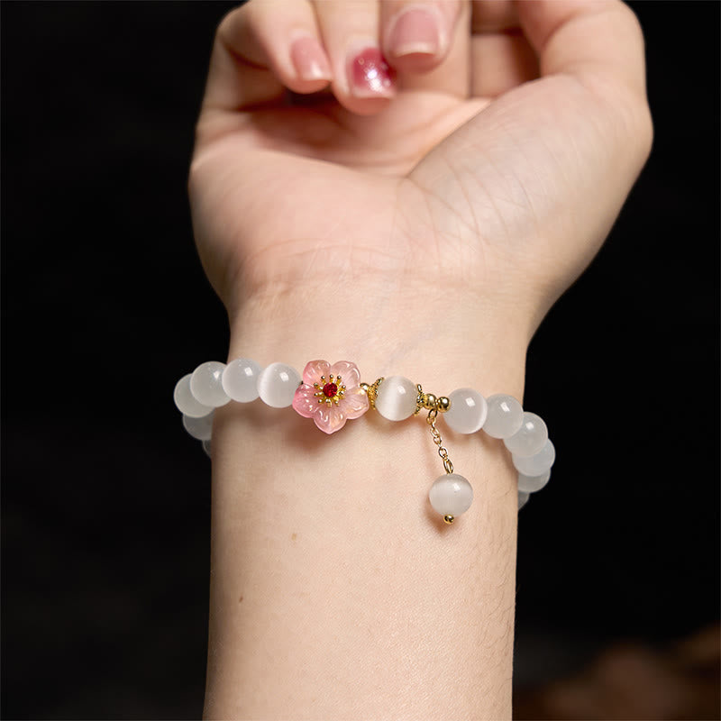 Foviel Cysoberyl Cat Auge rosa Blumen Unterstützung Armband