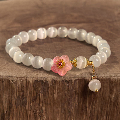 Foviel Cysoberyl Cat Auge rosa Blumen Unterstützung Armband