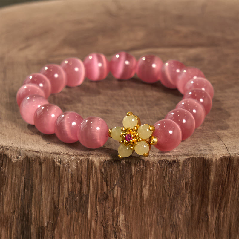 Foviel Cat's Eye Chrysoberyl Flower Love Bracelet