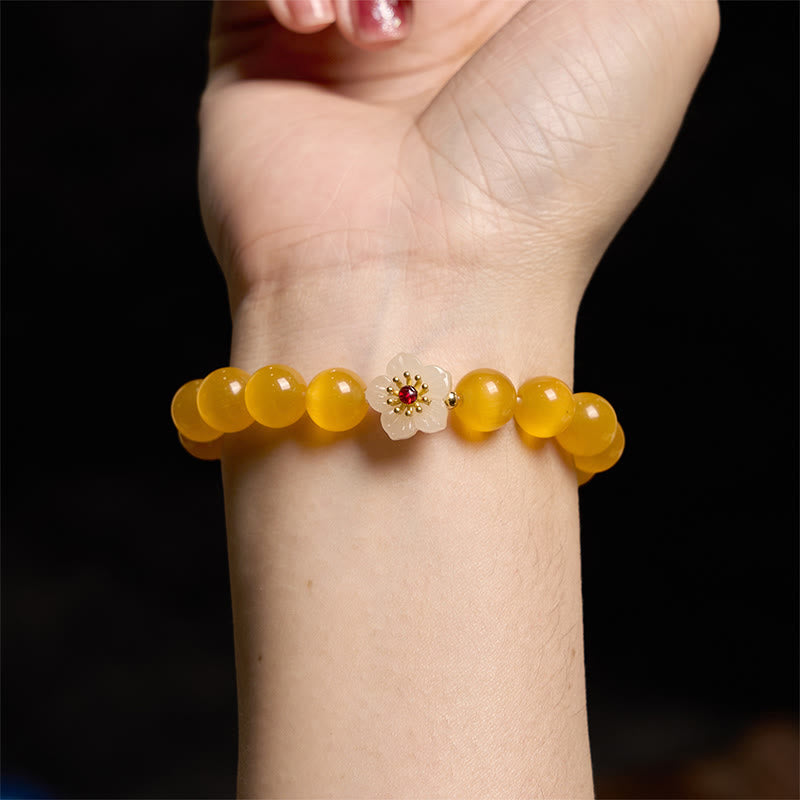 Foviel Cat's Eye Chrysoberyl Flower Love Bracelet