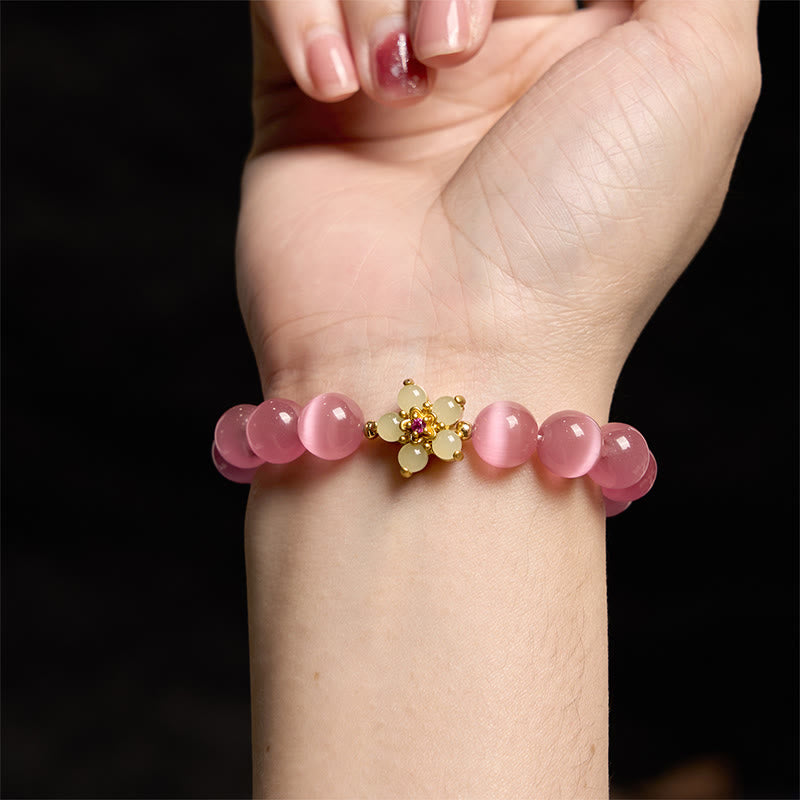 Foviel Katzenauge Chrysoberyl Blumen-Liebes-Armband