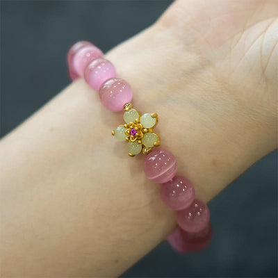 Foviel Cat's Eye Chrysoberyl Flower Love Bracelet