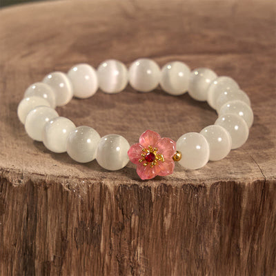 Foviel Cat's Eye Chrysoberyl Flower Love Bracelet