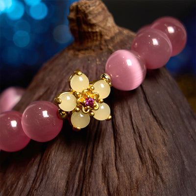 Foviel Cat's Eye Chrysoberyl Flower Love Bracelet