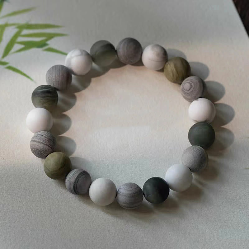 Bracelet de bénédiction Foviel en turquoise blanche, jaspe Picasso et calcite verte