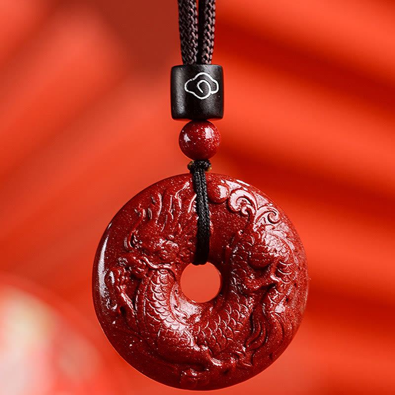 Buddha Stones Chinese Zodiac Cinnabar Peace Buckle Calm Necklace Pendant - Dragon - Medium 32*9mm - image 23