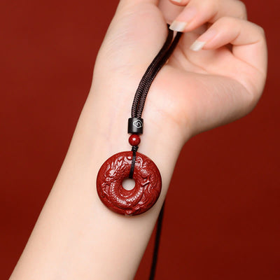 Buddha Stones Chinese Zodiac Cinnabar Peace Buckle Calm Necklace Pendant - image 6