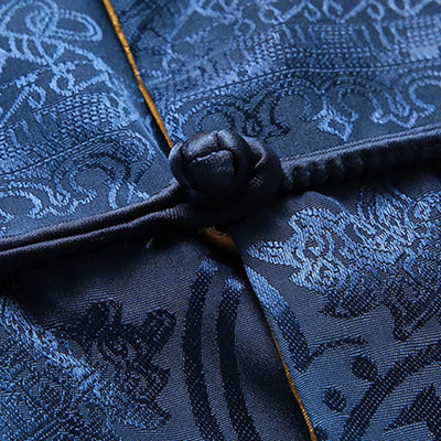 Chemise Foviel pour homme style Tang à boutons brandebourgs, motif carpe koï, manches longues avec poches