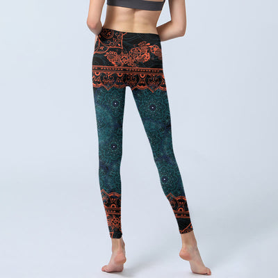 Buddha Stones Green Mandala Flower Print Gym Fitness Leggings Women's Yoga Pants - image 7