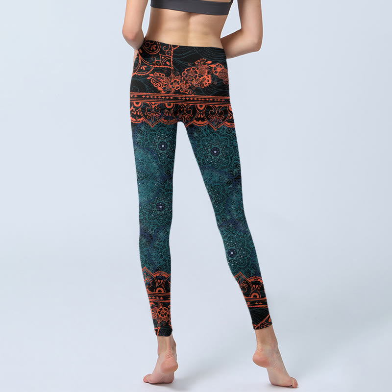 Buddha Stones Green Mandala Flower Print Gym Fitness Leggings Women's Yoga Pants - image 7