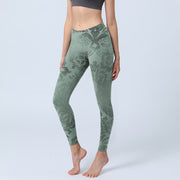 Foviel Casual Blumenblätter Drucken Gym Fitness Leggings Damen Yogahosen