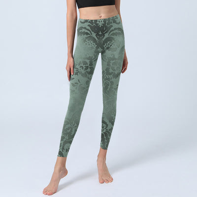 Buddha Stones Casual Flower Leaves Print Gym Fitness Leggings Women's Yoga Pants - image 5