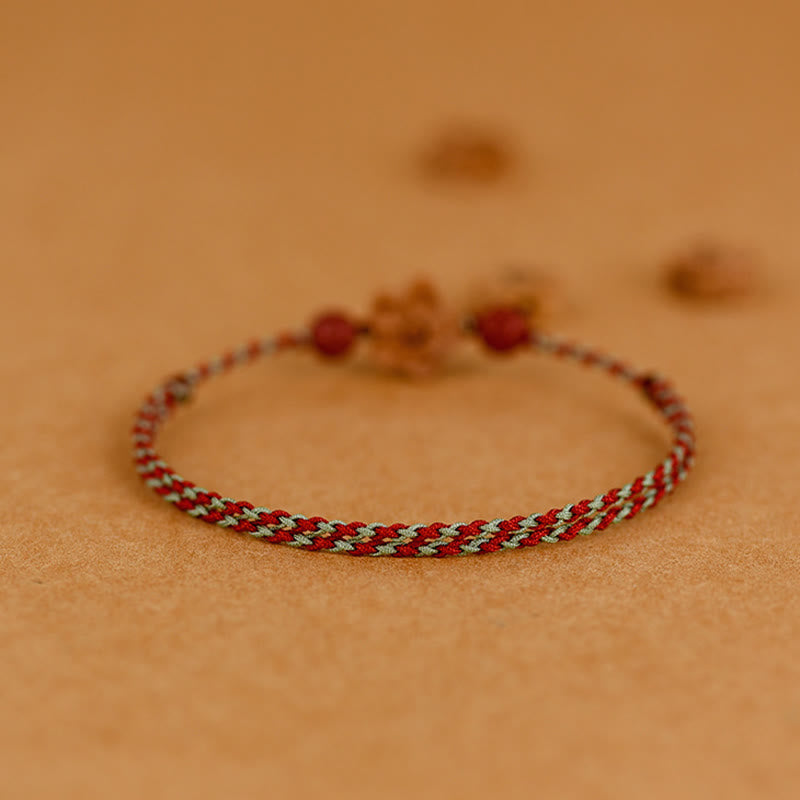 Buddha Stones Peach Wood Small Peach Blossom Cinnabar Wealth String Bracelet Anklet Bracelet Anklet BS 15