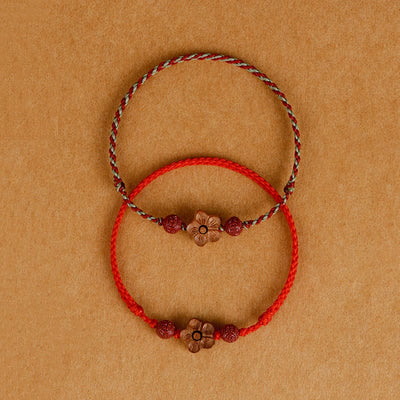 Buddha Stones Peach Wood Small Peach Blossom Cinnabar Wealth String Bracelet Anklet Bracelet Anklet BS 1
