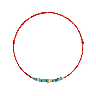 Buddha Stones 999 Gold Beads Turquoise Protection Braided Bracelet Anklet Bracelet Anklet BS 9