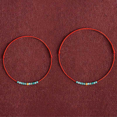 Buddha Stones 999 Gold Beads Turquoise Protection Braided Bracelet Anklet Bracelet Anklet BS 10